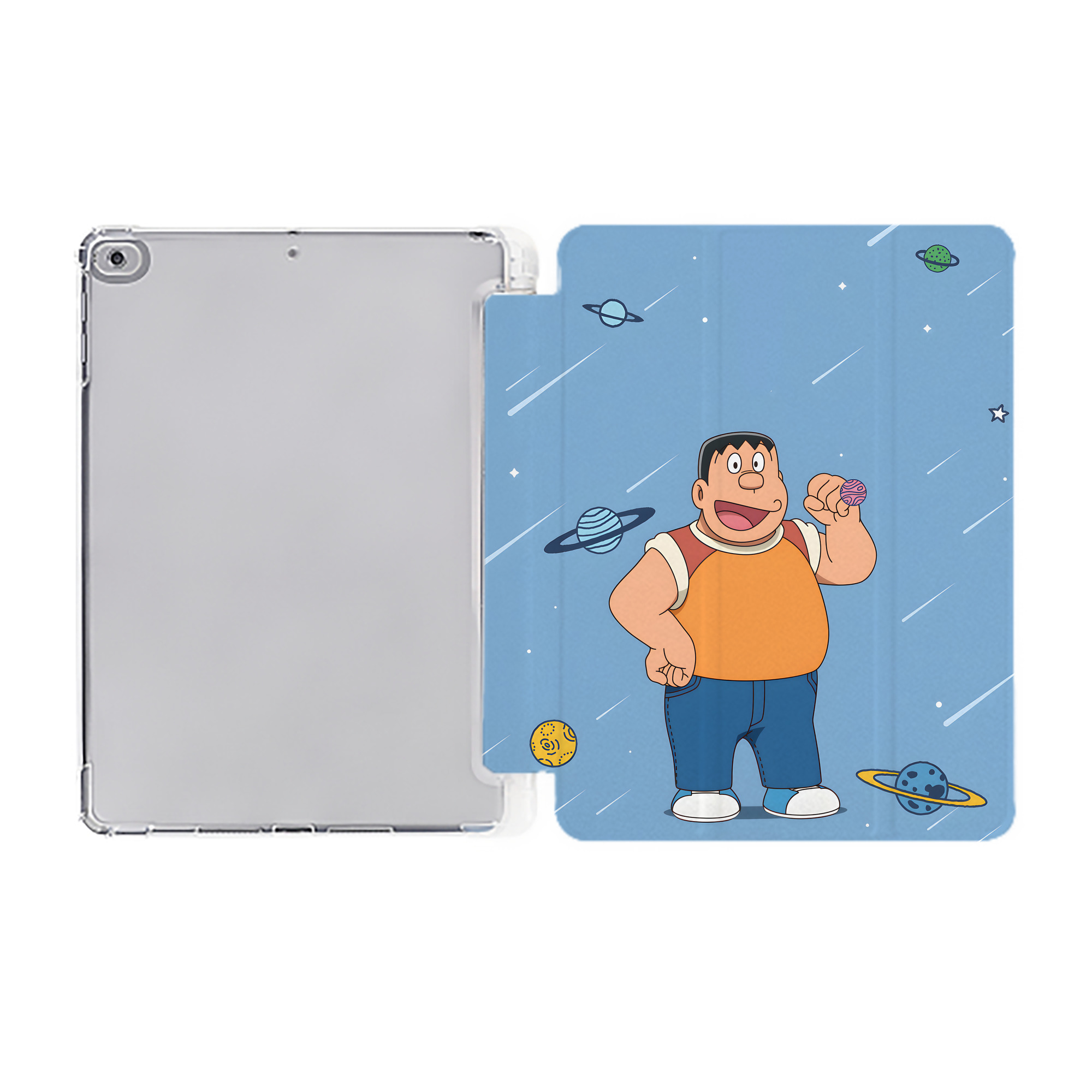 （画像用） ドラえもん Doraemon IPad ケース ペン収納付き 三つ折りスタンド PUレザー×シリコン 対応機種9.5/10.5/10.9インチ